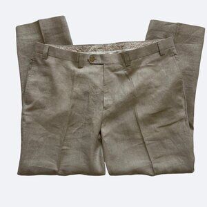 Lauren Ralph Lauren Dress Mens Linen Pants 40x30 Dress Beige Slacks Flat Front